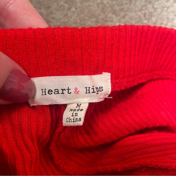 High-Rise Knit Ribbed Pants - Cherry Red - Picture 5 of 5